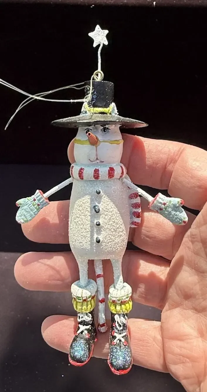 Dept 56 Christmas Krinkles Mini Cat Ornament Snowman Patience Brewster -K1